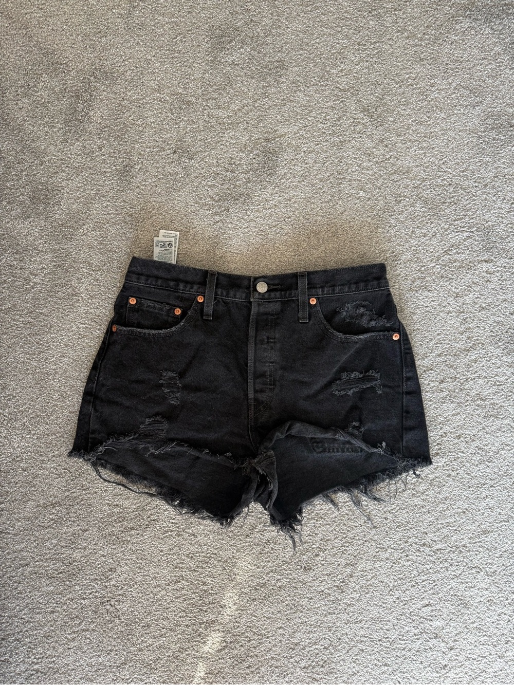 Levi's Black Distressed Cutoff Denim Shorts
